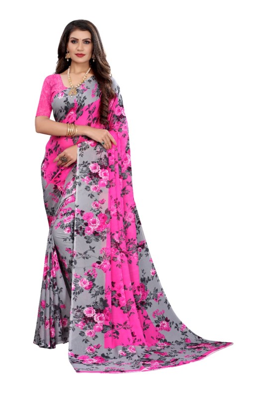 Fancy Georgette Printed Saree With blouse